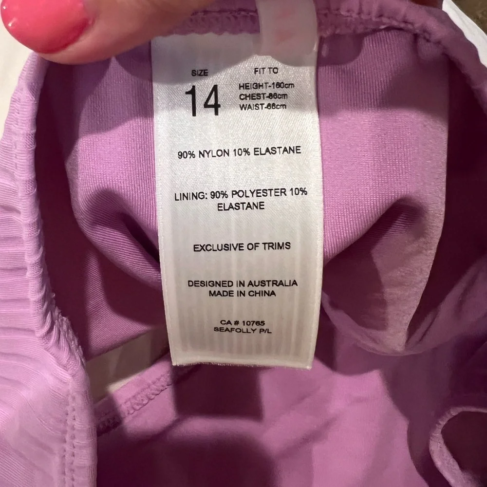 NWT Seafolly Australia Girls Summer Essential Tie Back Bikini in Violet size 14